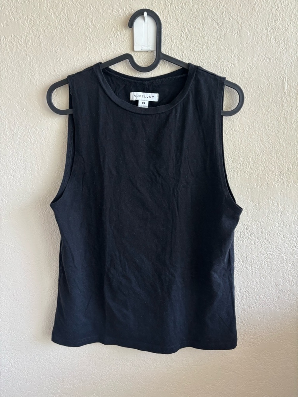 Nude Lucy Black Round Neck Sleeveless Top 100% Cotton Size XS